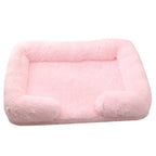 Plush Rectangular Dog Bed – Washable Fluffy Pet Cushion for Small to Large Dogs