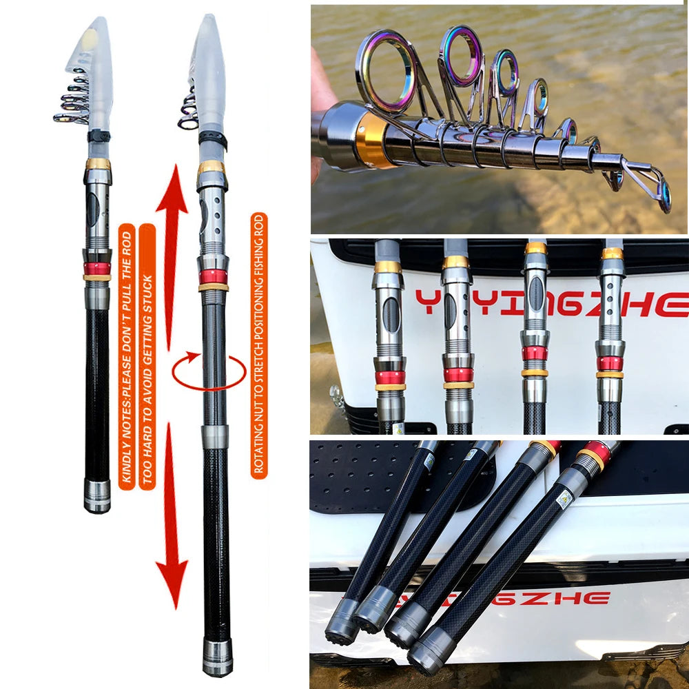 Telescopic Carbon Fiber Fishing Rod – Spinning Reel Combo for Outdoor Fishing