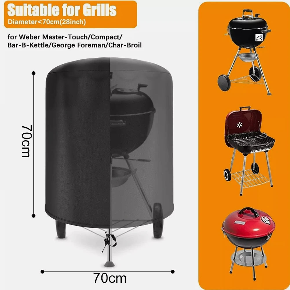 Waterproof Round BBQ Cover – 57cm Oxford Fabric for Outdoor Grill Protection