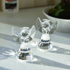 Clear Crystal Angel Statue – Decorative Glass Figurine for Home Decor Gift