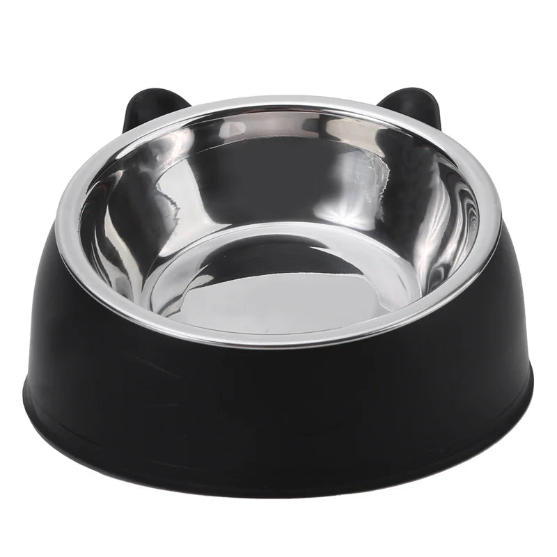 Stainless Steel Inclined Cat Bowl – Ergonomic Pet Food Feeder for Cats and Dogs