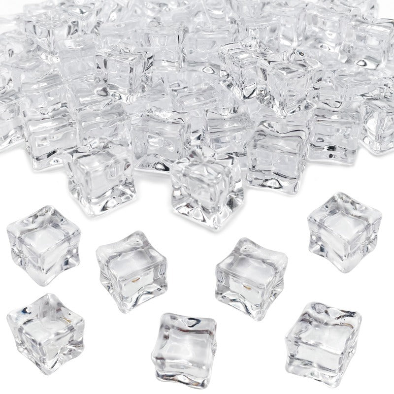 Reusable Acrylic Fake Ice Cubes – Transparent Photo Props for Product Display