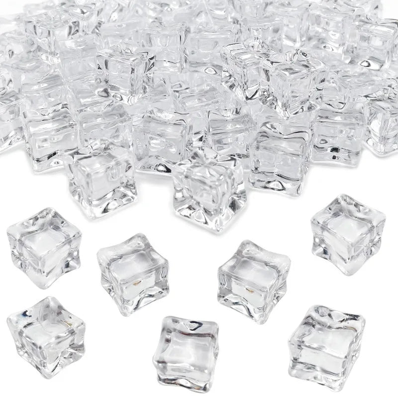 Reusable Acrylic Fake Ice Cubes – Transparent Photo Props for Product Display