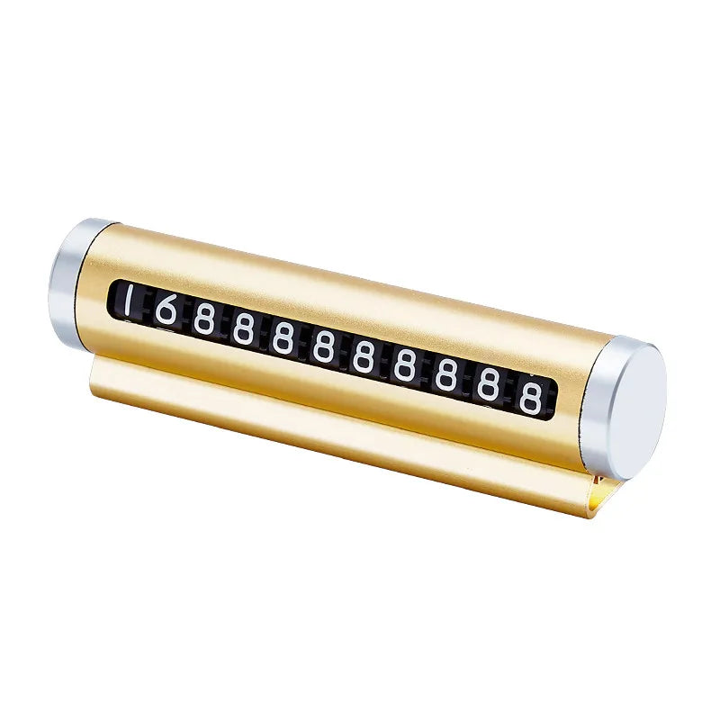 Rotating Metal Parking Number Plate – Aluminum Auto Dashboard Contact Sign