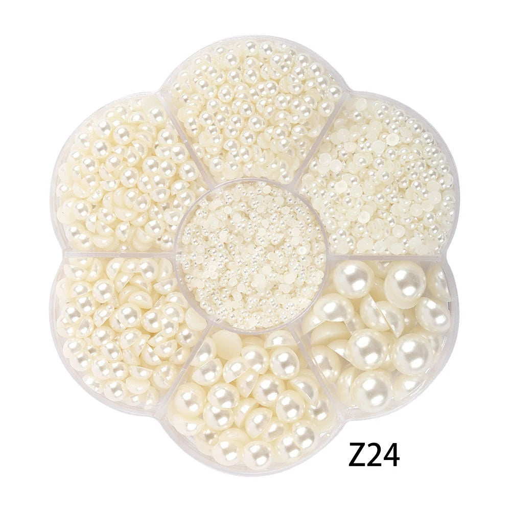 Half Round Flatback Pearl Beads – Assorted Sizes for DIY Jewelry and Nail Art