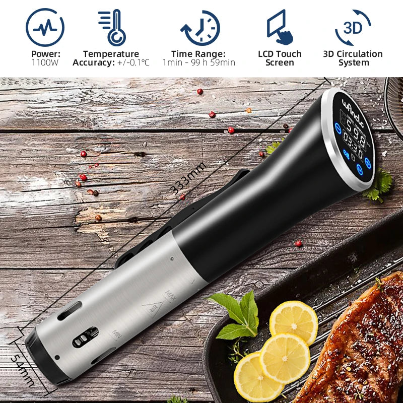 Sous Vide Immersion Cooker – 1100W Digital Waterproof Device for Precision Cooking