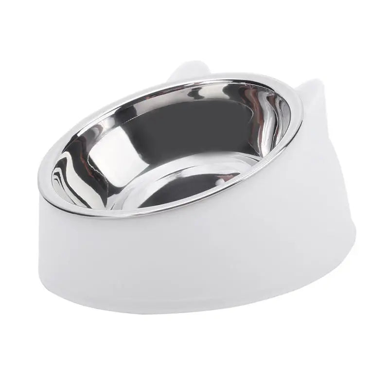 Stainless Steel Inclined Cat Bowl – Ergonomic Pet Food Feeder for Cats and Dogs