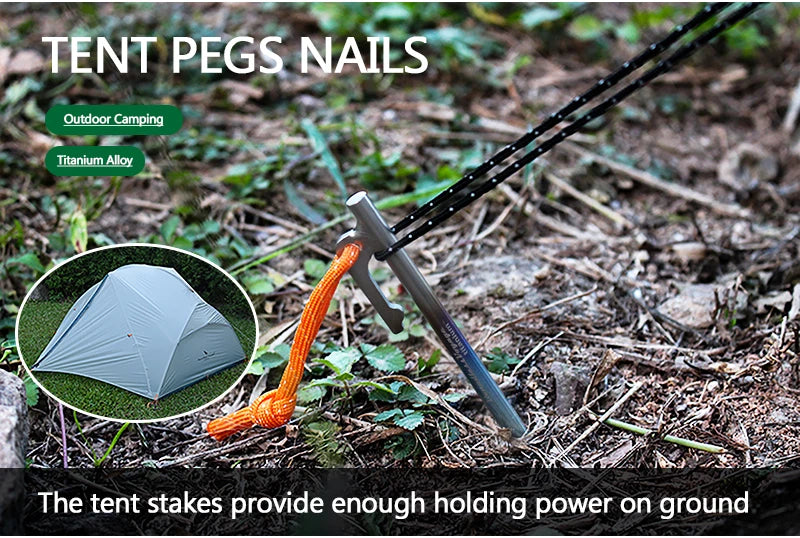 Titanium Camping Tent Stakes – Heavy Duty Metal Pegs for Outdoor Hiking