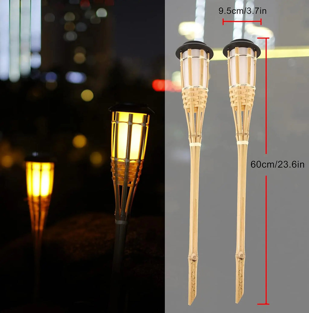 Handcrafted Bamboo Solar LED Torch – Flickering Flame Effect for Garden