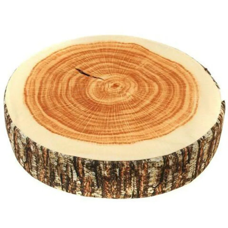 Stump Shaped Decorative Pillow – Soft Wood Grain Cushion for Home and Car Decor