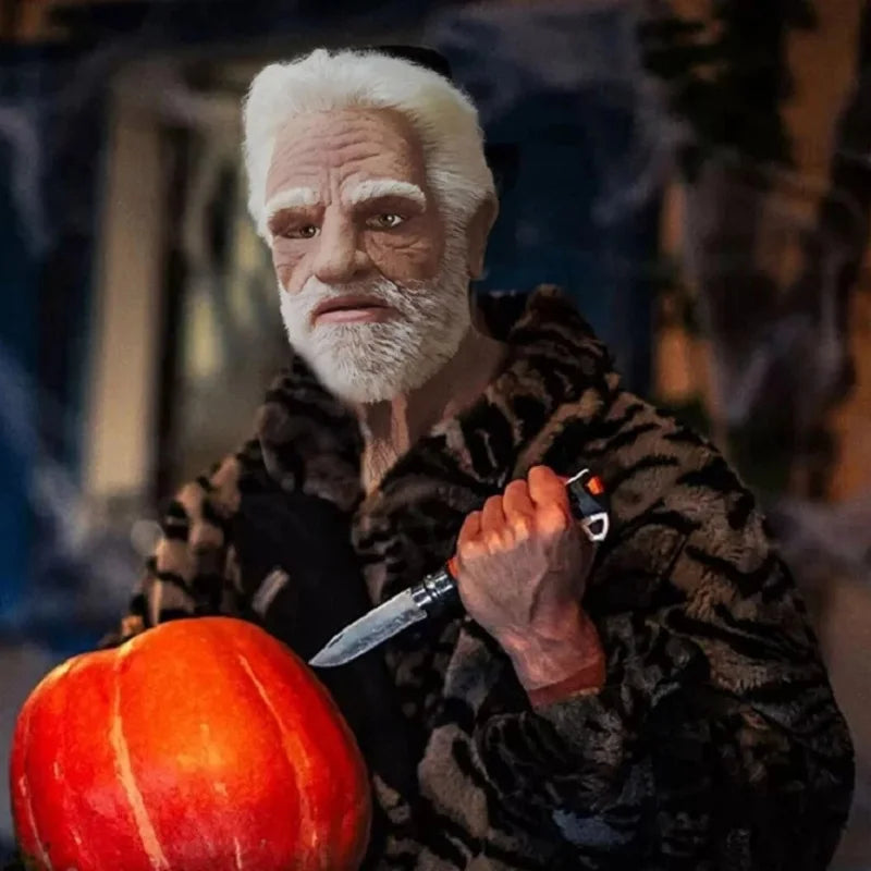 Realistic Bald Old Man Mask – Latex Creepy Cosplay Prop for Halloween