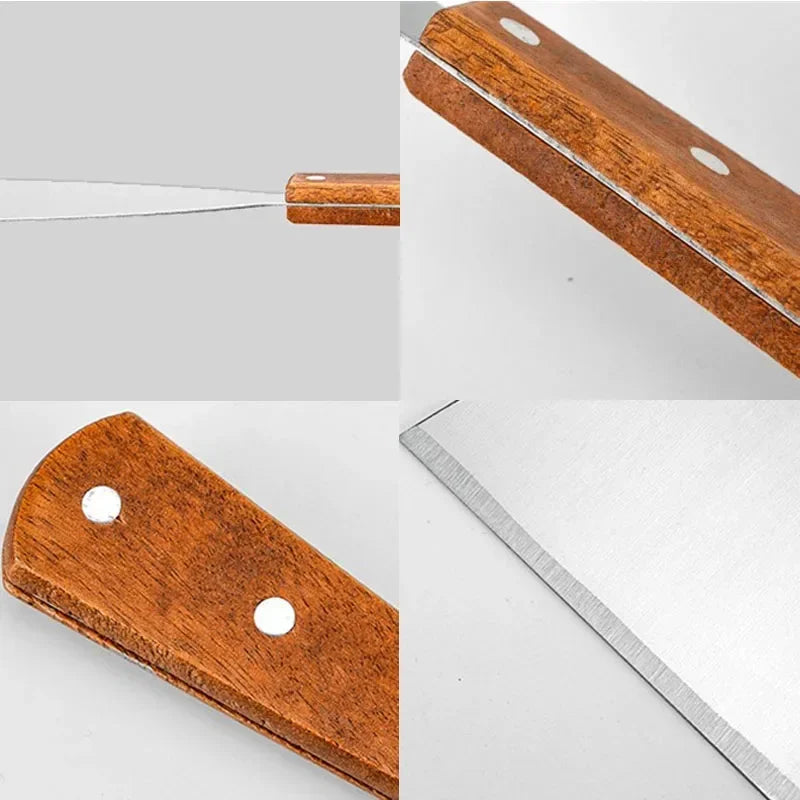 Stainless Steel Oblique Spatula – Wooden Handle for Grilling and Cooking