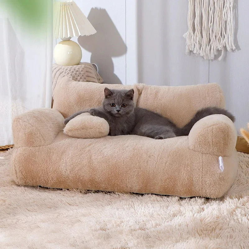 Plush Cat Bed Sofa – Warm Winter Nest for Small Dogs and Cats
