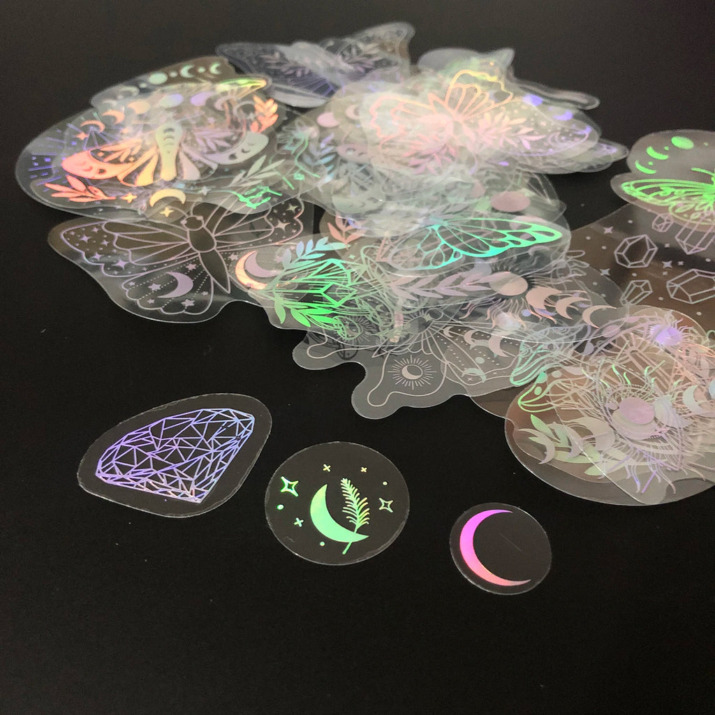 Holographic Glitter Stickers – Transparent Waterproof Decals for Scrapbooking