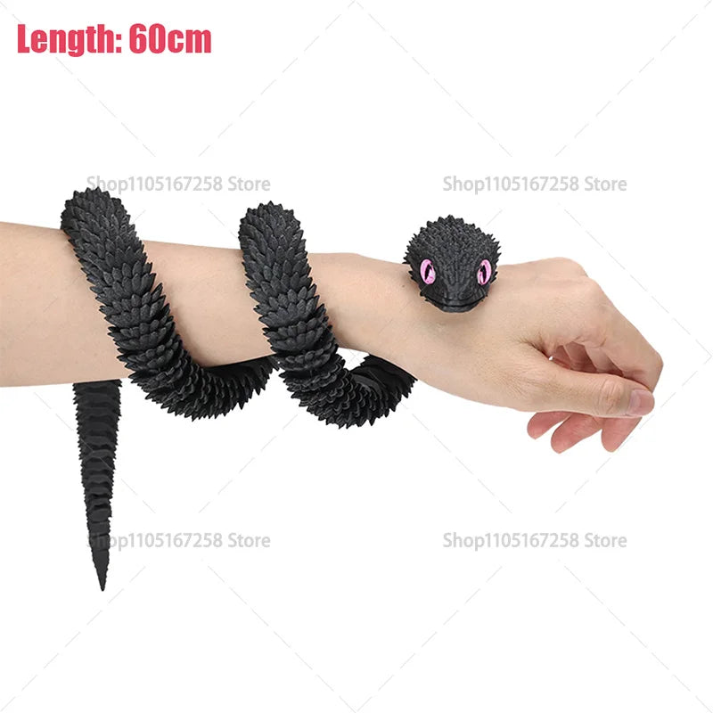60cm 3D Printed Articulated Snake – Luminous Realistic Desktop Ornament