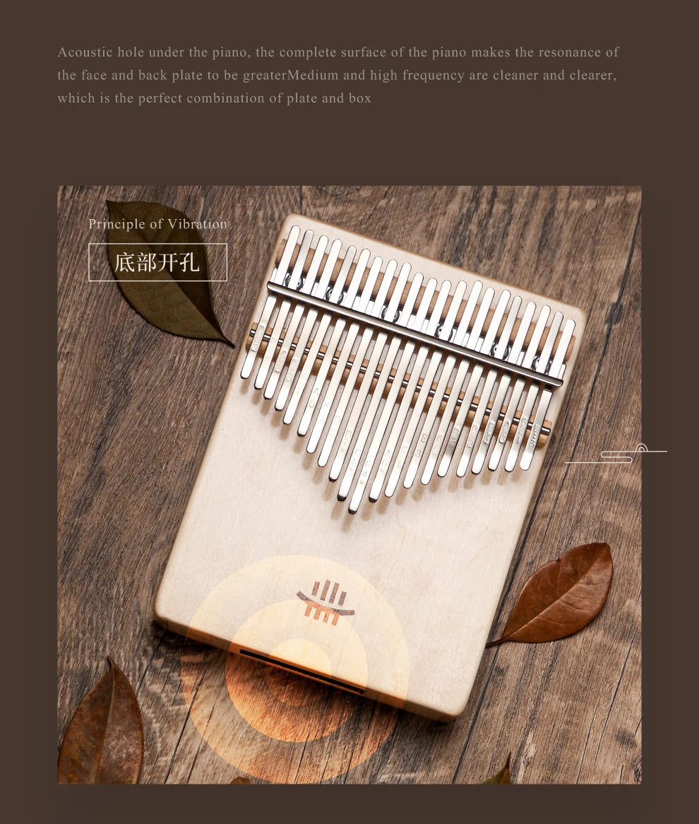 Hluru Wooden Kalimba – 21 Key Thumb Piano for Music Beginners and Education