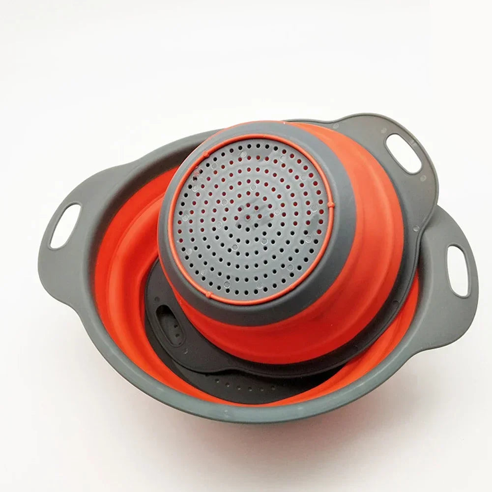 Collapsible Silicone Colander – Foldable Strainer for Kitchen Food Washing