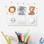 Cartoon Animal Switch Stickers – Cute Boho Wall Decals for Kids Nursery