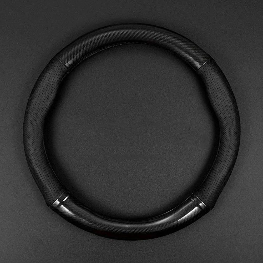 Carbon Fiber Steering Wheel Cover – Anti Slip Leather for Vehicle Interior