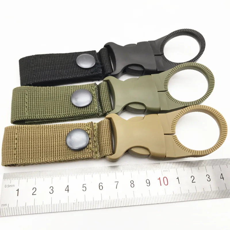 Nylon Webbing Bottle Holder – Tactical Carabiner Clip for Outdoor Hiking