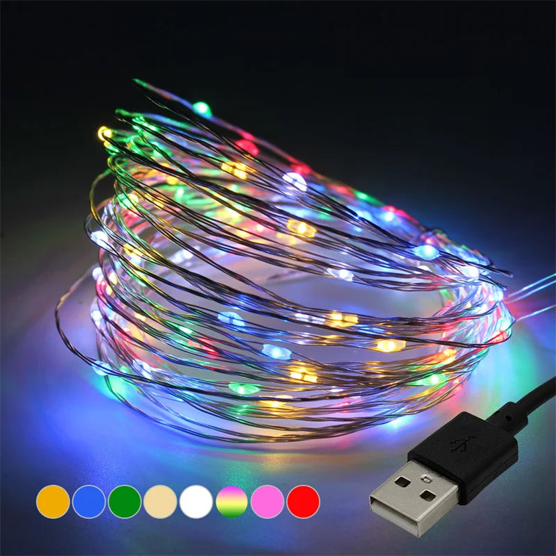 White LED String Lights – 20M Waterproof Copper Wire for Christmas Decor