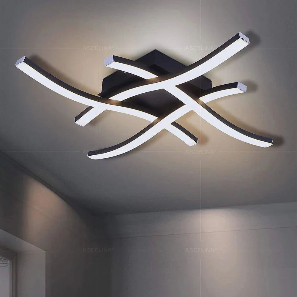 Modern LED Wave Ceiling Light – Minimalist Fixture for Living Room Bedroom