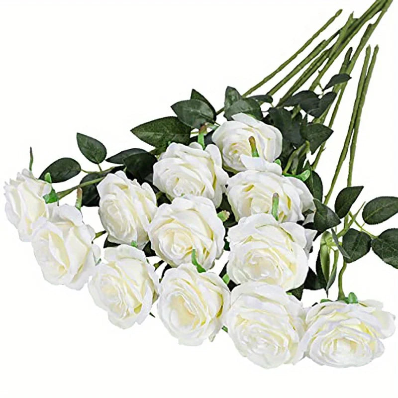 Realistic Artificial Rose Bouquet – Silk Floral Arrangements for Home Decor