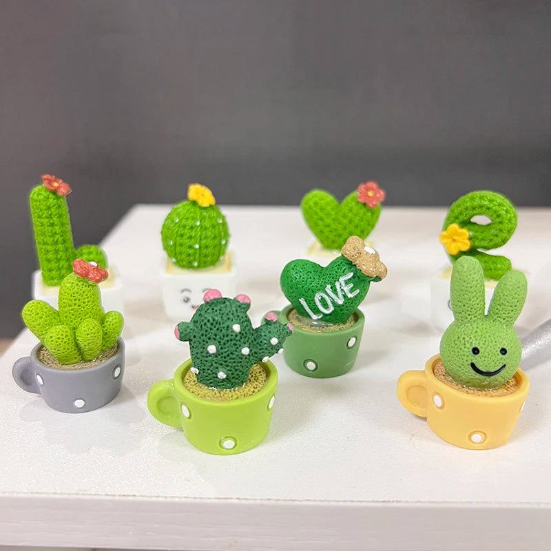 Mini Resin Succulent Cactus Pots – Decorative Plants for Home and Office