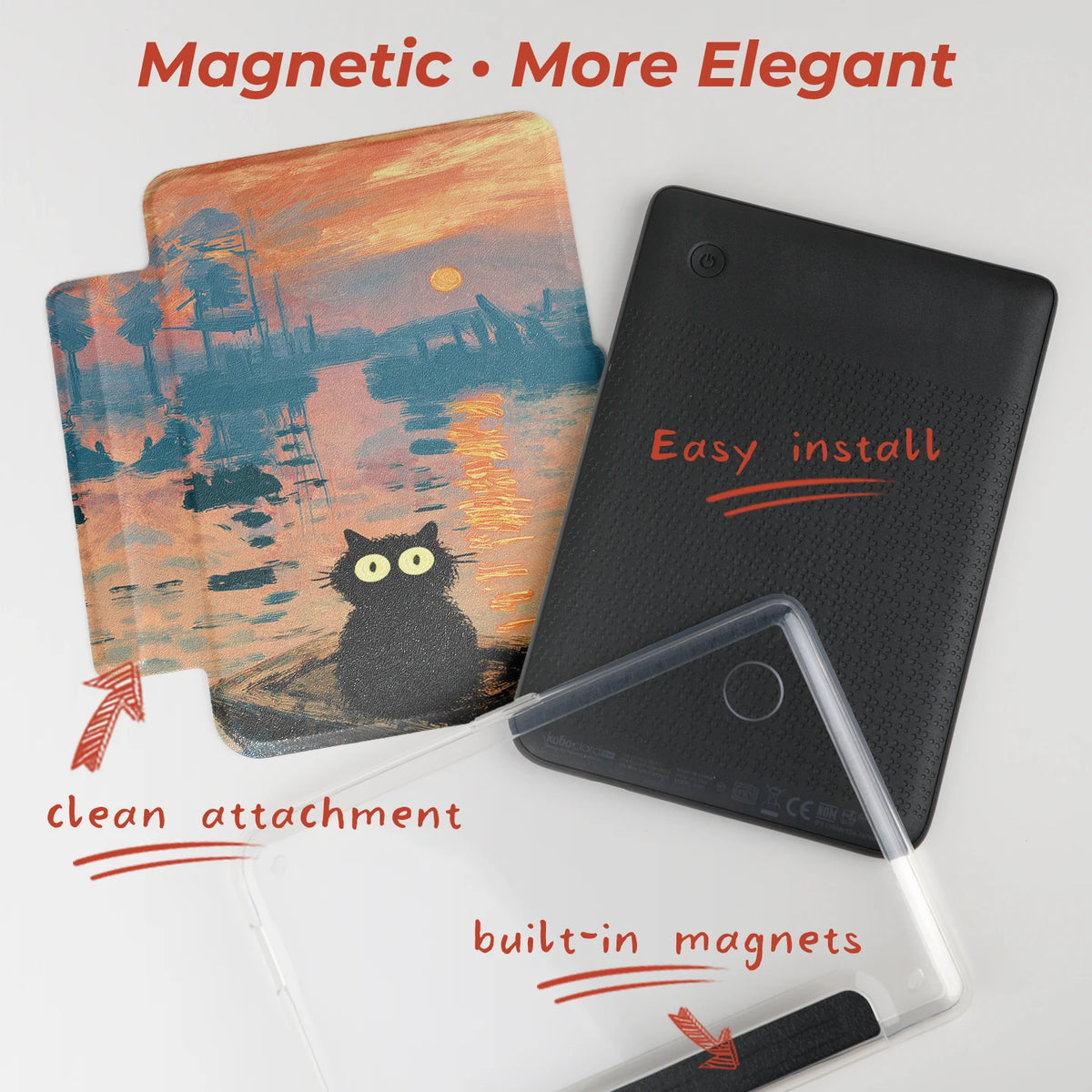 Magnetic Protective Case – Clear Back for Kobo Clara 6-inch E-Reader