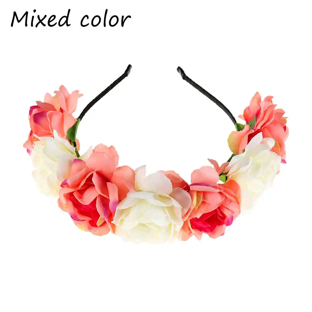 Mexican Rose Flower Crown – Boho Floral Headpiece for Halloween Party Wedding