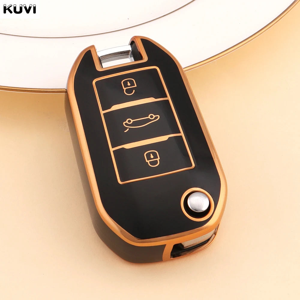 TPU Car Flip Key Case – Protective Shell for Peugeot and Citroen Accessories