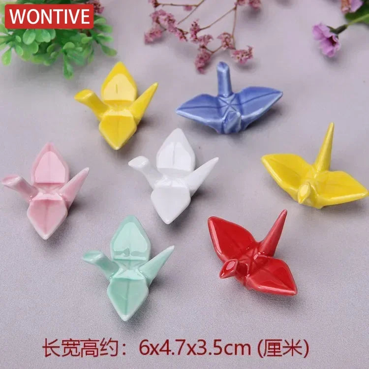 Japanese Ceramic Crane Holder – Decorative Rest for Incense or Chopsticks