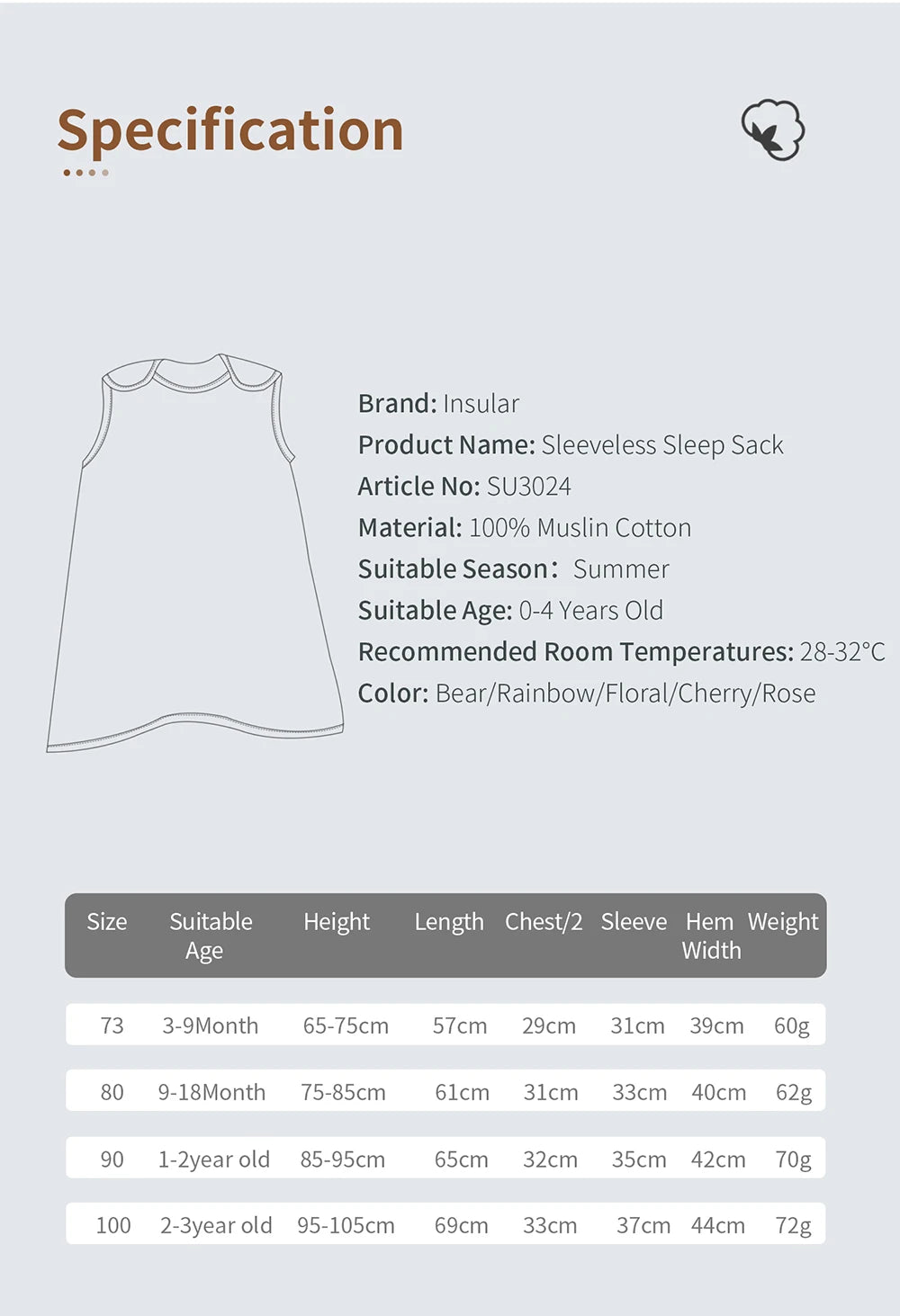 Cotton Newborn Bodysuit – Cartoon Anti-kicking Sleeping Bag for Infants