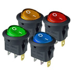 Round Rocker Switch – 12V 220V LED Power Button for Automotive Dash Controls