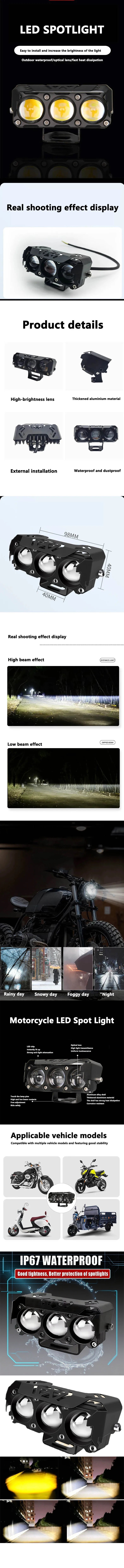 Dual Color LED Spotlights – Hi/Low Beam Fog Lamps for Motorcycles and SUVs