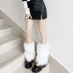 Faux Fur Leg Warmers – Lolita Harajuku Style Boot Covers for Winter Cosplay