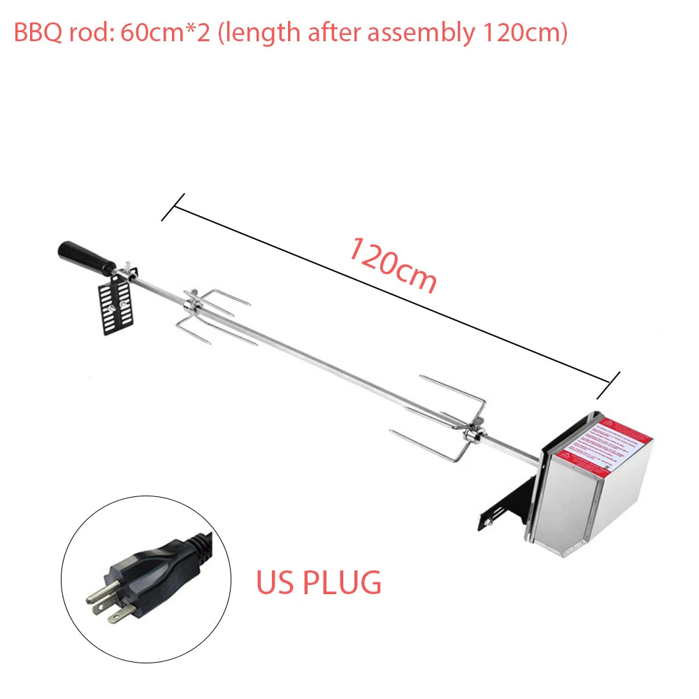 Universal Stainless Steel Rotisserie Kit – Electric BBQ Grill for Outdoor
