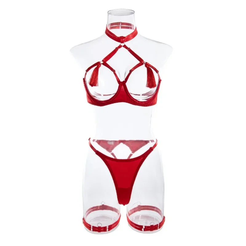 Tassel Lingerie Set – Cut Out Two Piece Set for Sexy Women's Underwear