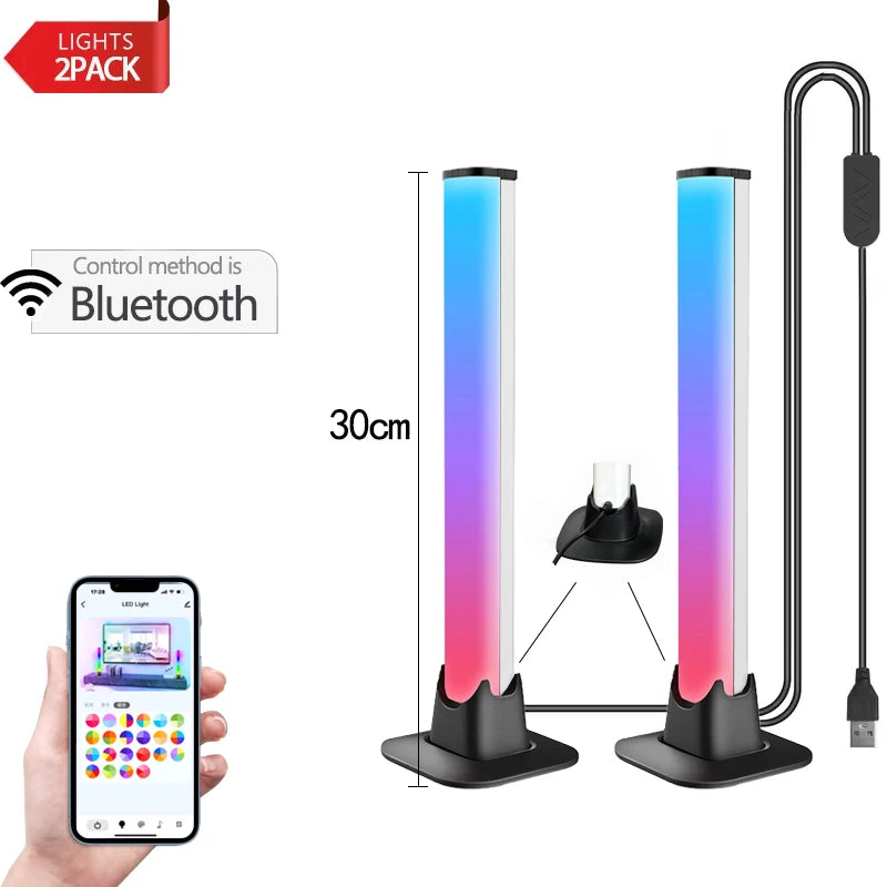 RGB LED Light Bar – Music Rhythm Sensing Desktop Lamp for Gaming Decor