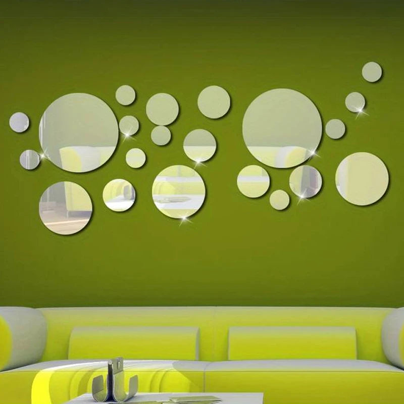 3D Acrylic Round Mirror Wall Stickers – DIY Home Decor for Bedroom Bathroom