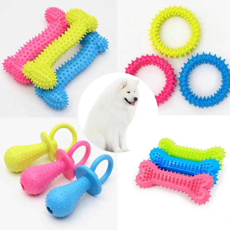 Durable Rubber Chew Toy – Bite Resistant Teeth Cleaning for Small Puppies