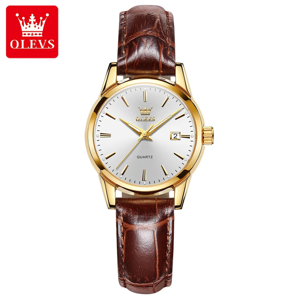 OLEVS Quartz Wristwatch – Leather Strap for Business Casual Wear