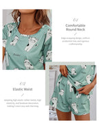 Women Cartoon Pajama Set – Short Sleeve Loungewear for Comfortable Sleep