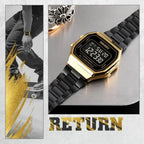 Retro LED Digital Watch – Stainless Steel Wristwatch for Men