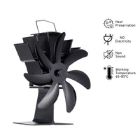 7-Blade Heat Powered Stove Fan – Silent Aluminum Eco-Fan for Log Wood Burners