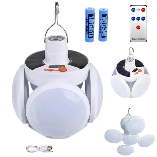 Portable Solar LED Folding Lantern – USB Rechargeable for Camping Emergency