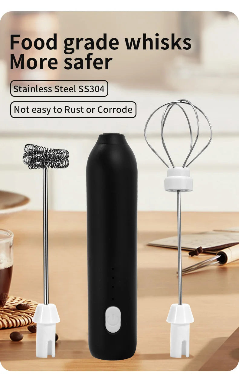 Electric Milk Frother – Wireless Handheld Foam Maker for Coffee and Baking