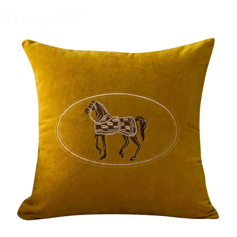 Embroidered Horse Cushion Cover – 45cm Decorative Pillow Case for Home Sofa