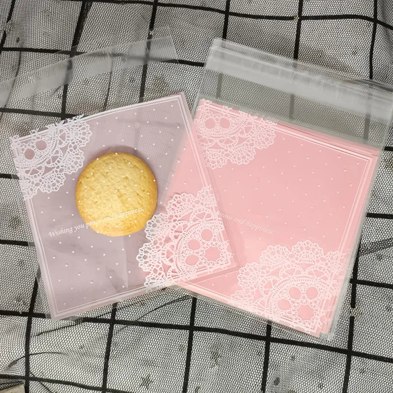 Self-Adhesive Bow-Knot Cookie Bags – 10x10cm Plastic Packaging for Parties