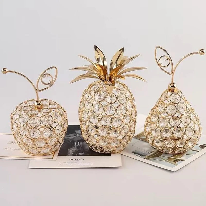 Crystal Rhinestone Apple Ornament – Sparkling Miniature Decor for Home